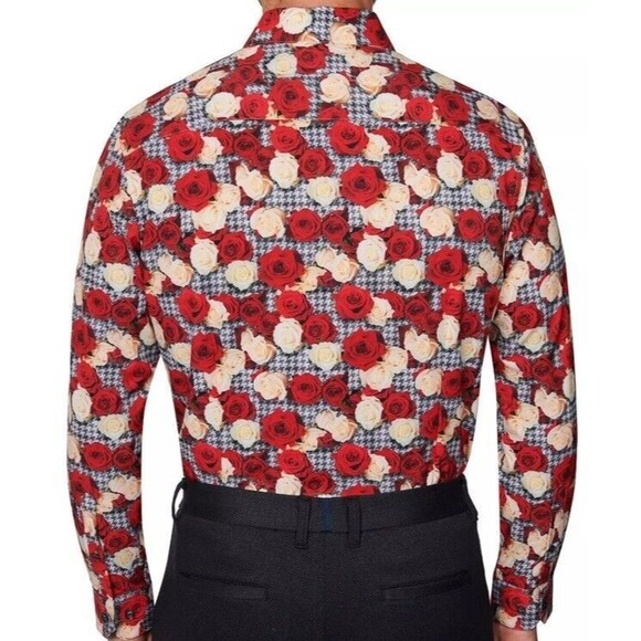 Society Of Threads Men's Slim Fit Floral Performance Dress Shirt Size: Large - Picture 2 of 7